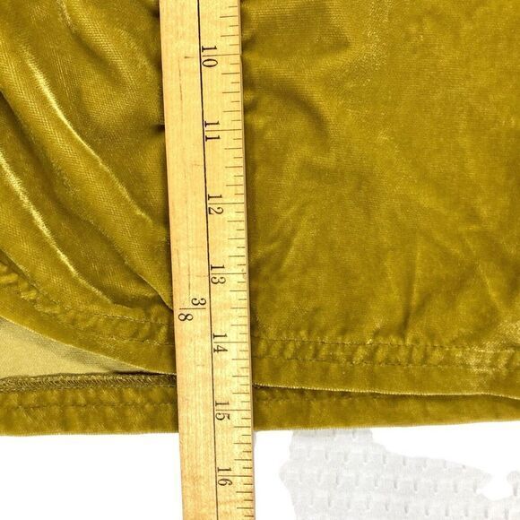 Free People Vivienne Velvet Mini Skirt 2 Yellow Ruched Drawstring Classy Pull On - Picture 9 of 11